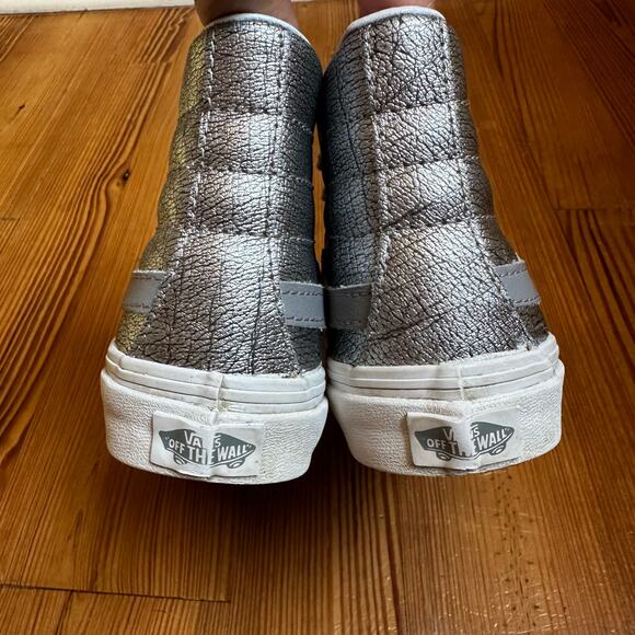 Vans silver high top lace up sneakers SIZE 5.5 - Picture 6 of 7